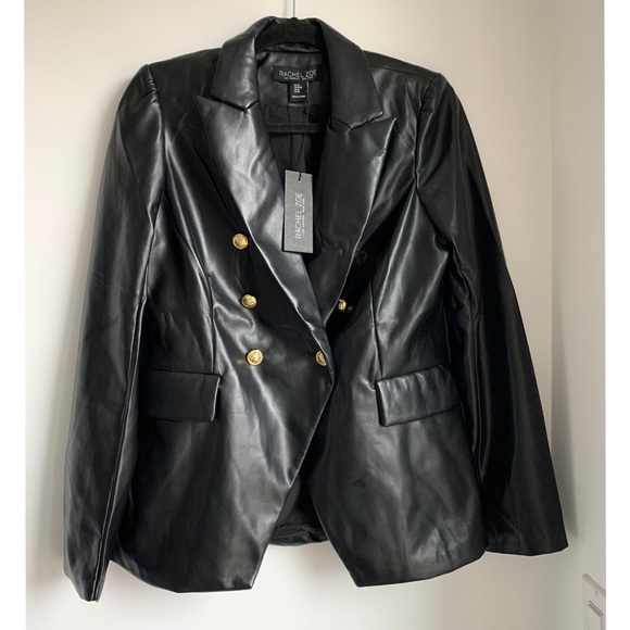 Rachel Zoe Leather Black Blazer Blogger Fav - Picture 3 of 7